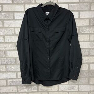 Reel Legends Saltwater Solid Black Fishing Shirt Size Large